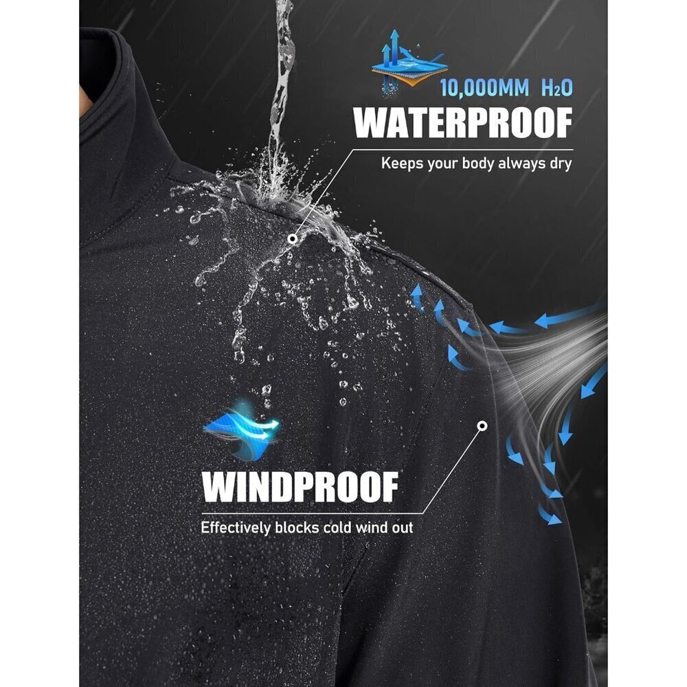 Men's Fleece Lined Softshell Jacket Lightweight Waterproof Windbreaker Zip Up Wi - Picture 2 of 7